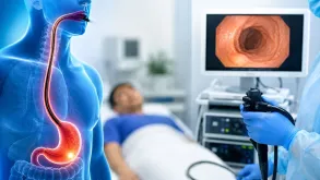 Upper Endoscopy Procedure With Digestive Tract Illustration