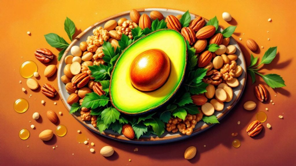 Avocado And Nuts On A Plate